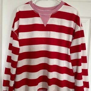 Red and White Striped Sweatshirt